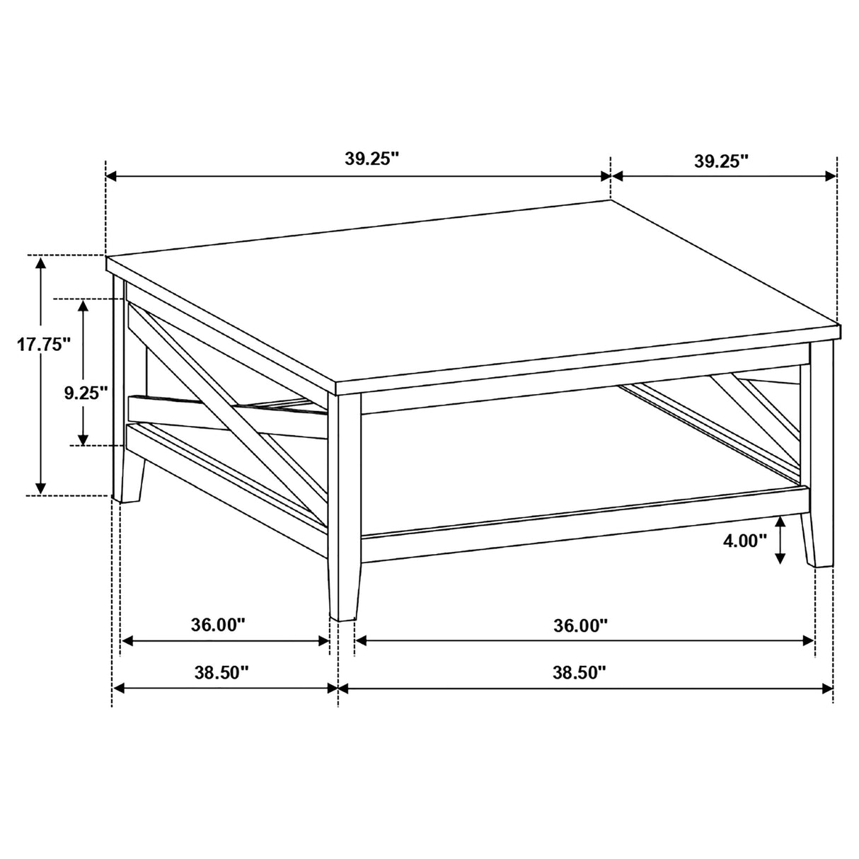 Coffee Table - Maisy Square Wooden Coffee Table With Shelf Brown and White