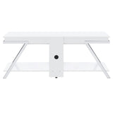 60" Tv Stand - Marcia 1-drawer Wood 60" TV Stand White High Gloss and Chrome