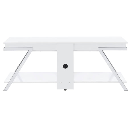 Marcia 1 - drawer Wood 60" TV Stand White High Gloss and Chrome - 708152 - image - 8