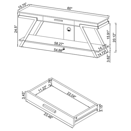 Marcia 1 - drawer Wood 60" TV Stand White High Gloss and Chrome - 708152 - image - 12