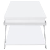 Lift Top Coffee Table - Marcia Wood Rectangular Lift Top Coffee Table White High Gloss and Chrome