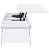 Lift Top Coffee Table - Marcia Wood Rectangular Lift Top Coffee Table White High Gloss and Chrome