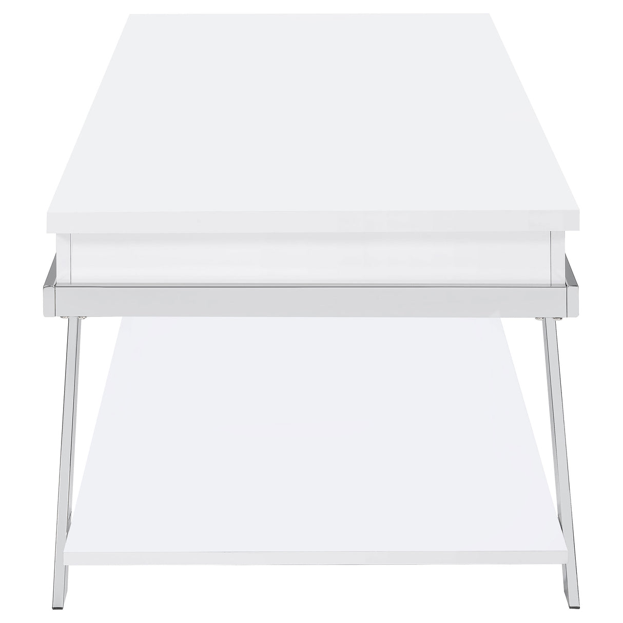 Lift Top Coffee Table - Marcia Wood Rectangular Lift Top Coffee Table White High Gloss and Chrome