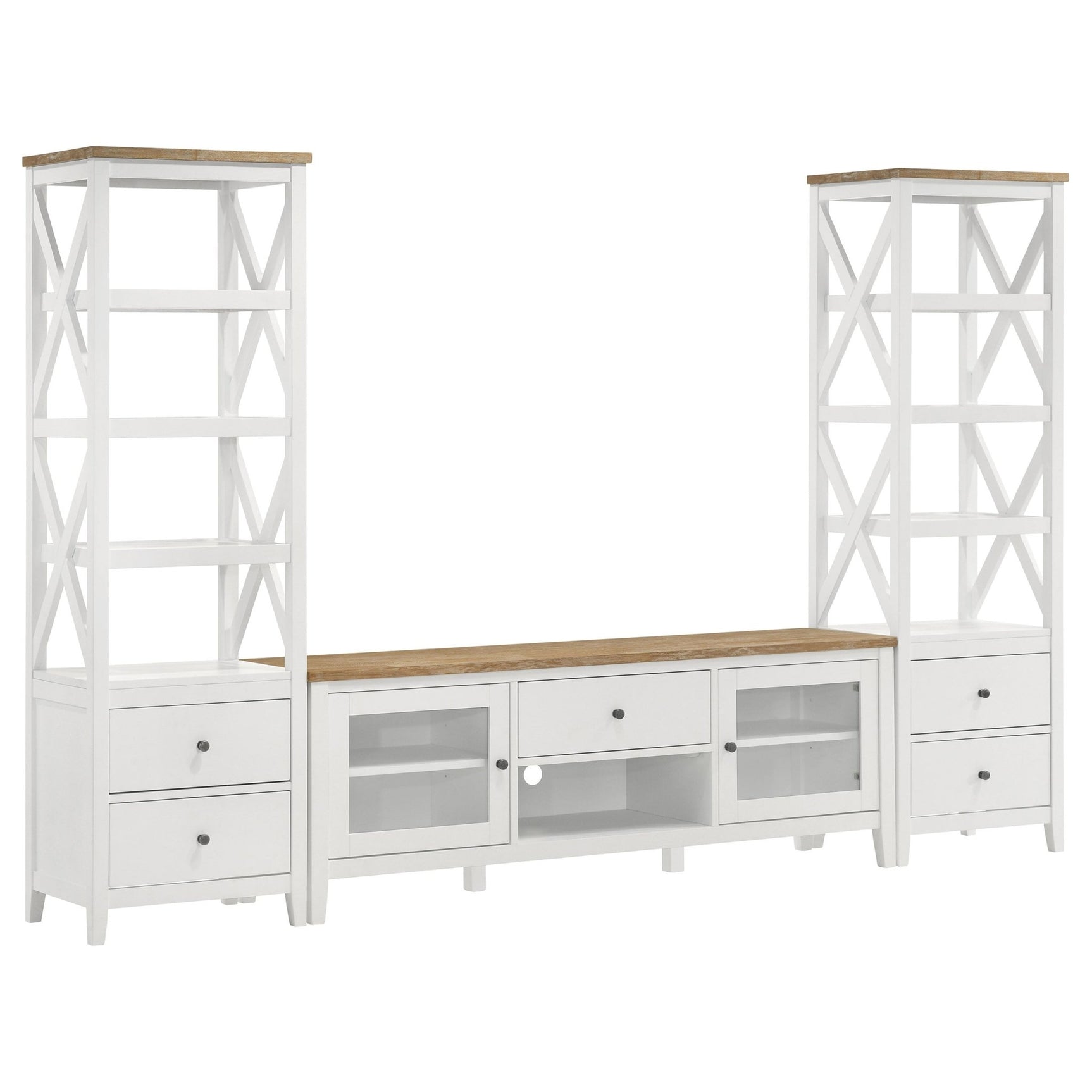 Angela 3 - piece Entertainment Center With 67" TV Stand Brown and White - 708253 - SET - image - 2