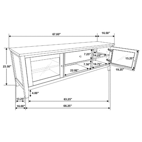 Angela 2 - door Wooden 67" TV Stand Brown and White - 708253 - image - 12