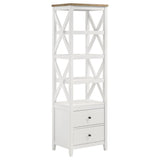 Angela 4 - shelf Wooden Media Tower with Drawers Brown and White | Coaster | Home Elegance USA