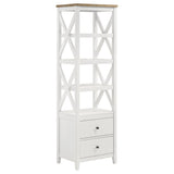 Media Tower - Angela 4-shelf Wooden Media Tower with Drawers Brown and White