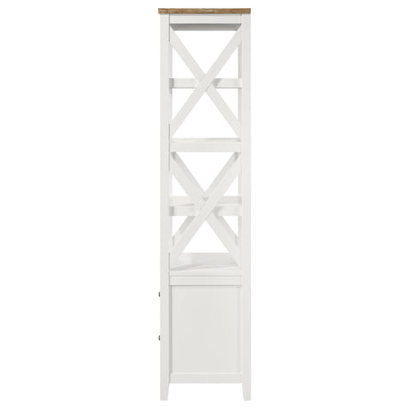 Media Tower - Angela 4-shelf Wooden Media Tower with Drawers Brown and White