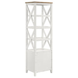 Media Tower - Angela 4-shelf Wooden Media Tower with Drawers Brown and White