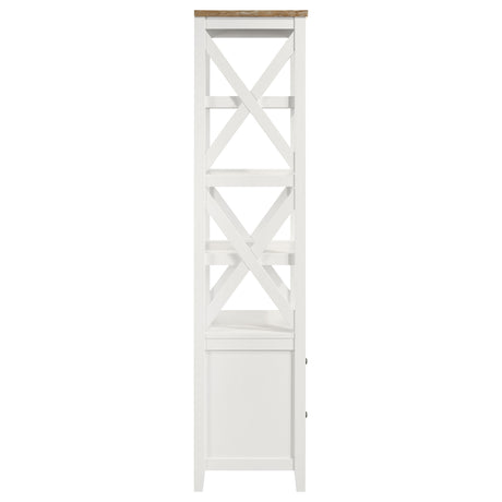 Media Tower - Angela 4-shelf Wooden Media Tower with Drawers Brown and White