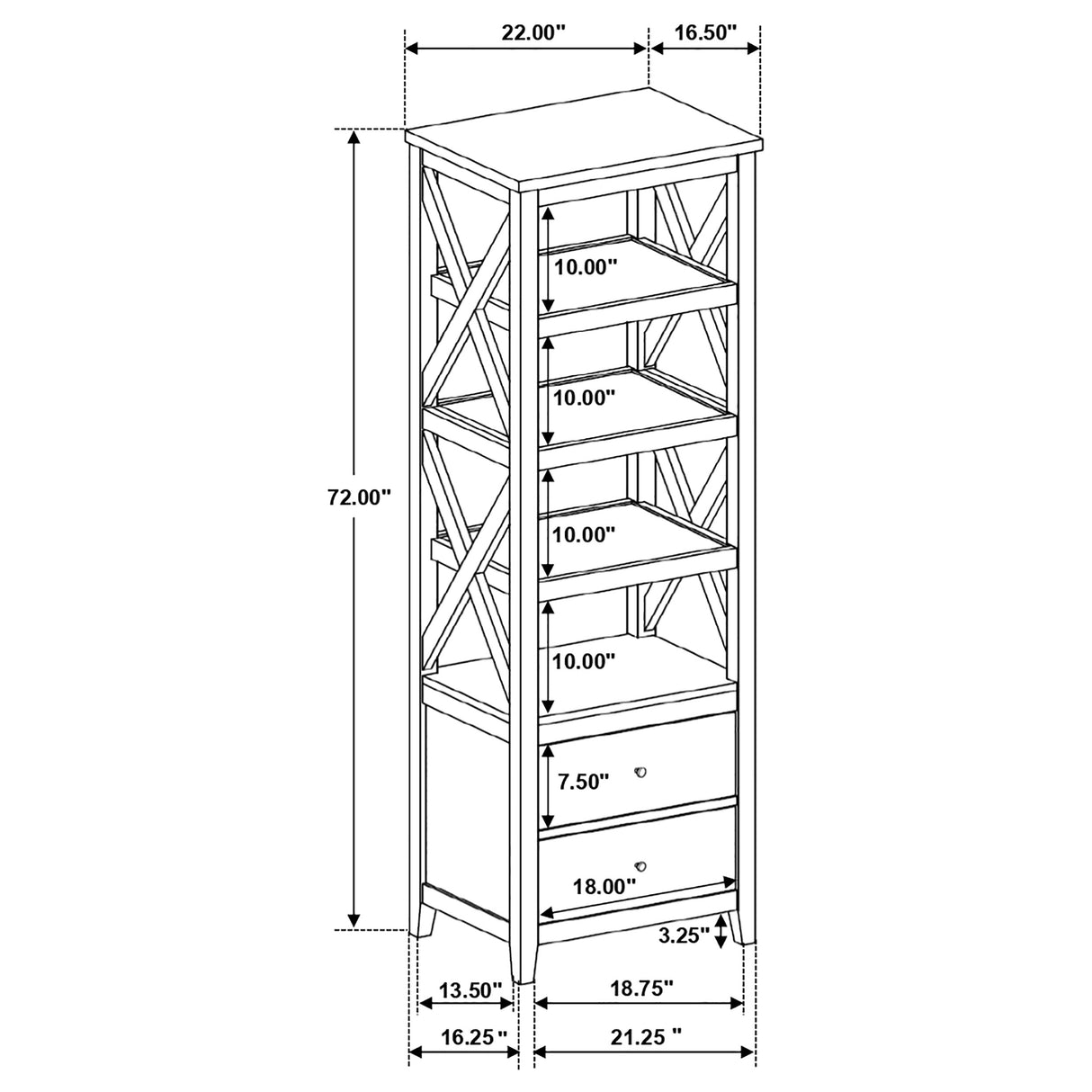 Media Tower - Angela 4-shelf Wooden Media Tower with Drawers Brown and White