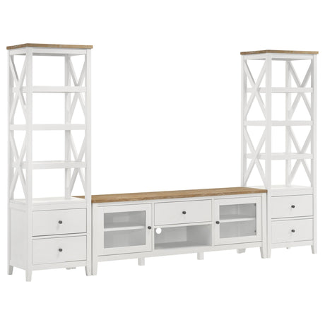 Angela 4 - shelf Wooden Media Tower with Drawers Brown and White | Coaster | Home Elegance USA