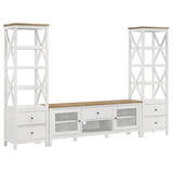 Media Tower - Angela 4-shelf Wooden Media Tower with Drawers Brown and White