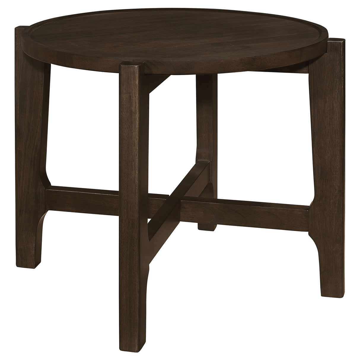 End Table - Cota Round Solid Wood End Table Dark Brown