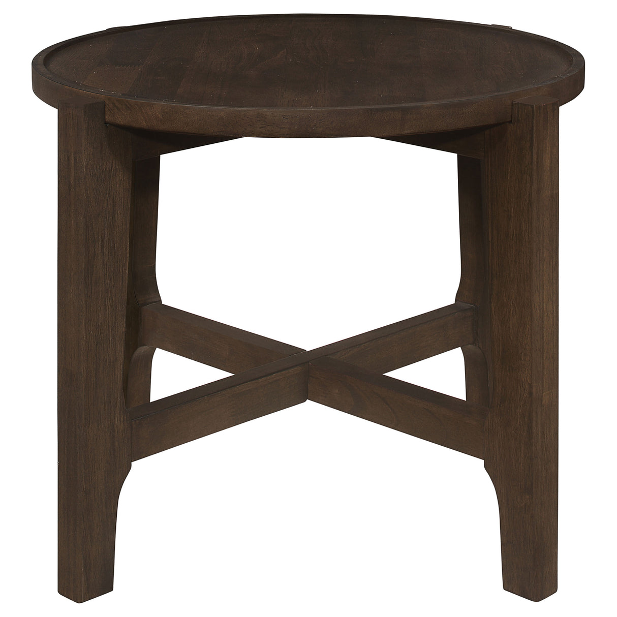 End Table - Cota Round Solid Wood End Table Dark Brown