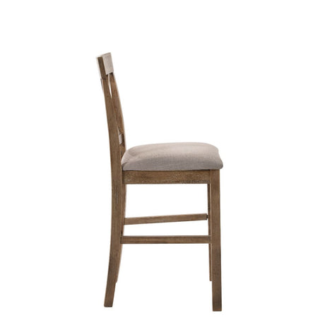 Acme - Martha II Counter Height Chair (Set-2) 70832 Tan Linen & Weathered Oak Finish