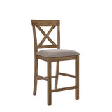 Acme - Martha II Counter Height Chair (Set-2) 70832 Tan Linen & Weathered Oak Finish