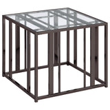 End Table - Adri Rectangular Glass Top End Table Clear and Black Nickel