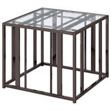 End Table - Adri Rectangular Glass Top End Table Clear and Black Nickel