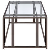 Adri Rectangular Glass Top Coffee Table Clear and Black Nickel | Coaster - 708358 - Home Elegance USA - 4