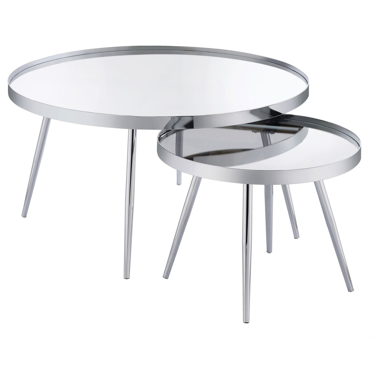 Kaelyn 2 - Piece Round Mirror Top Nesting Coffee Table Chrome - 708368 - image - 1