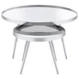 Kaelyn 2 - Piece Round Mirror Top Nesting Coffee Table Chrome - 708368 - image - 2