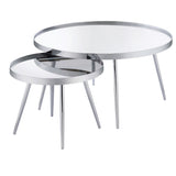 Kaelyn 2 - Piece Round Mirror Top Nesting Coffee Table Chrome - 708368 - image - 3