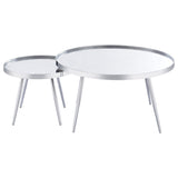 Kaelyn 2 - Piece Round Mirror Top Nesting Coffee Table Chrome - 708368 - image - 4