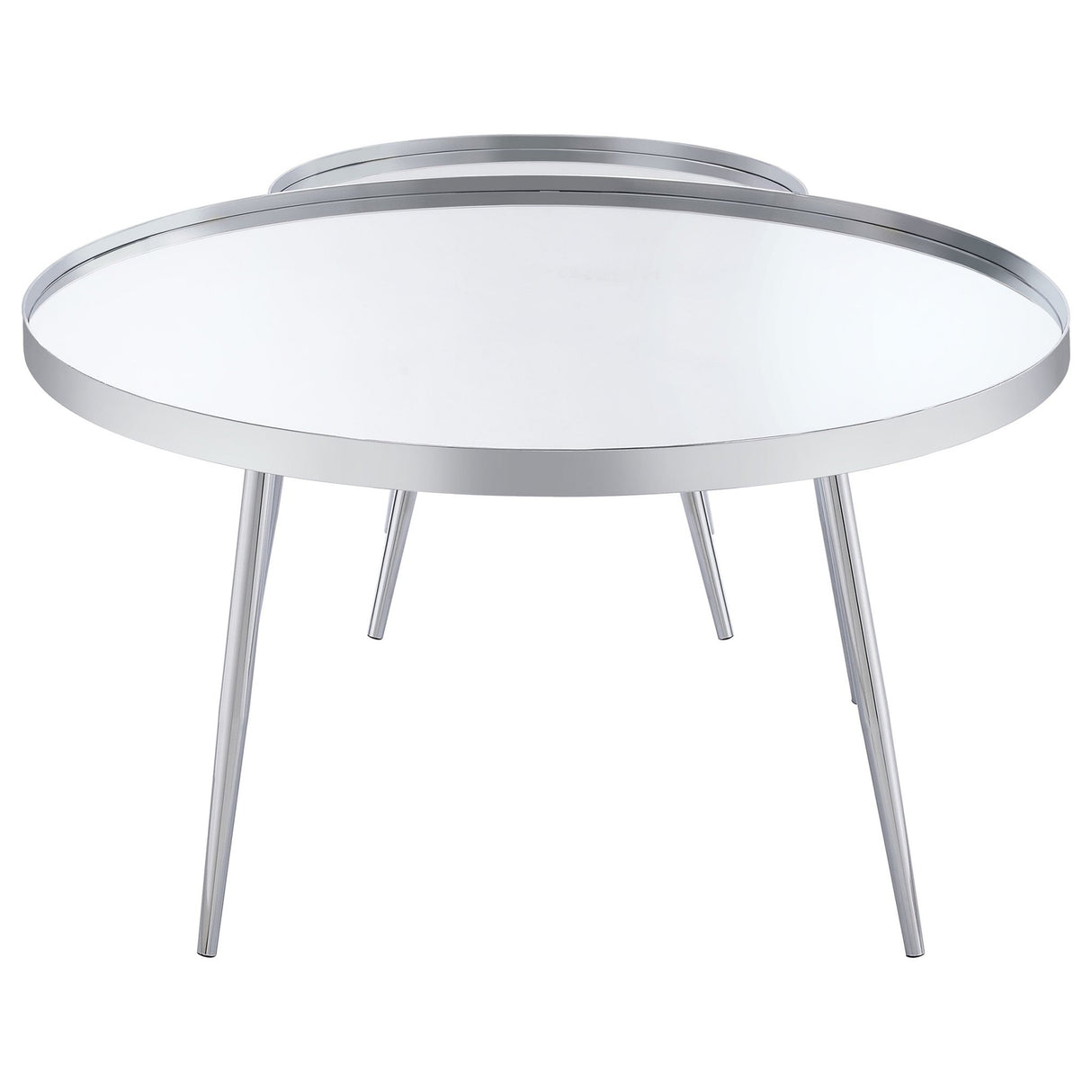 Kaelyn 2 - Piece Round Mirror Top Nesting Coffee Table Chrome - 708368 - image - 6