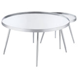 Kaelyn 2 - Piece Round Mirror Top Nesting Coffee Table Chrome - 708368 - image - 7