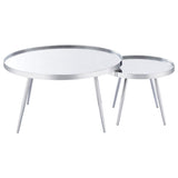 Kaelyn 2 - Piece Round Mirror Top Nesting Coffee Table Chrome - 708368 - image - 8