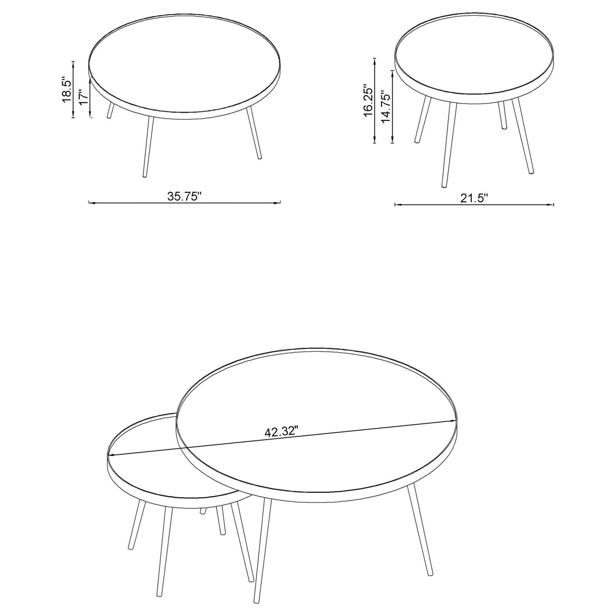 Kaelyn 2 - Piece Round Mirror Top Nesting Coffee Table Chrome - 708368 - image - 9