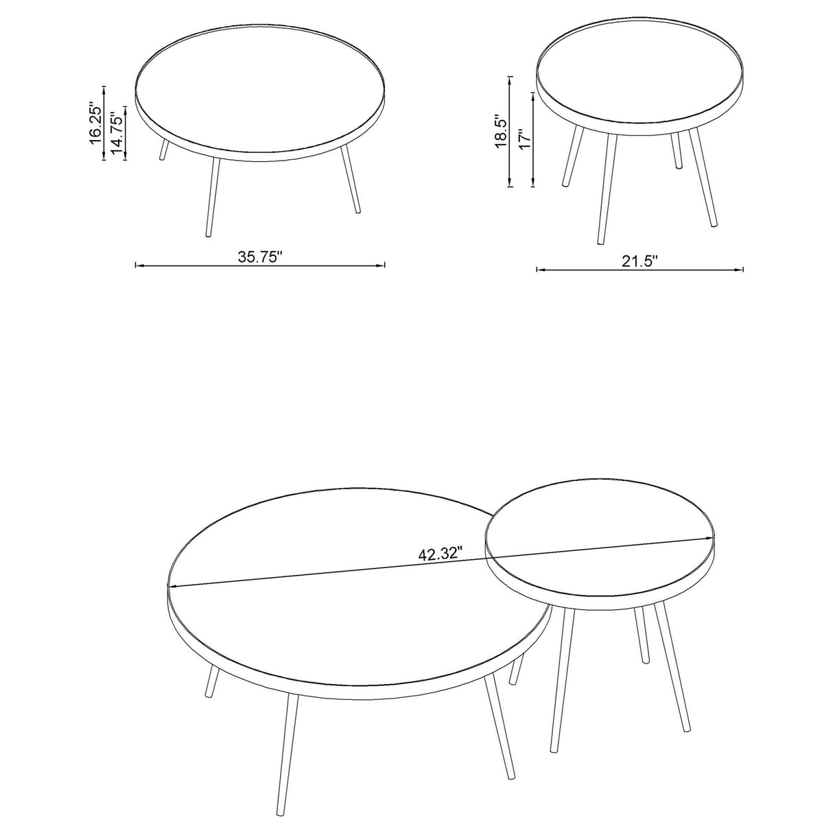 Kaelyn 2 - Piece Round Mirror Top Nesting Coffee Table Chrome - 708368 - image - 10