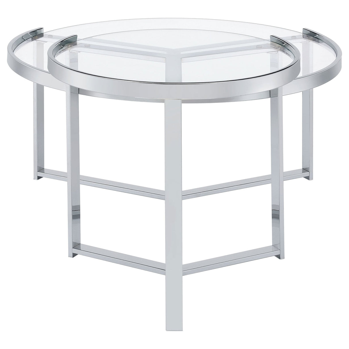 Delia 2 - Piece Round Glass Top Nesting Coffee Table Clear and Chrome | Coaster | Home Elegance USA