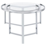 Delia 2 - Piece Round Glass Top Nesting Coffee Table Clear and Chrome | Coaster | Home Elegance USA