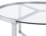 Delia 2 - Piece Round Glass Top Nesting Coffee Table Clear and Chrome | Coaster | Home Elegance USA