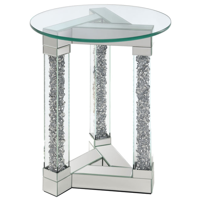 End Table - Octave Square Post Legs Round End Table Mirror