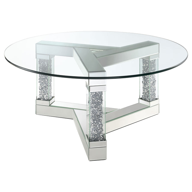 Coffee Table - Octave Square Post Legs Round Coffee Table Mirror