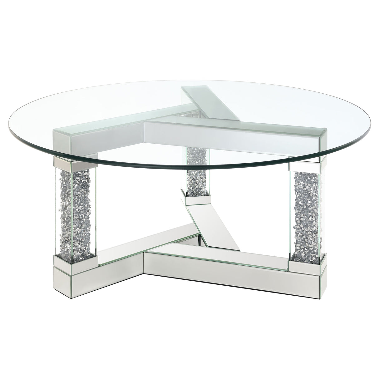 Coffee Table - Octave Square Post Legs Round Coffee Table Mirror