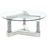 Coffee Table - Octave Square Post Legs Round Coffee Table Mirror