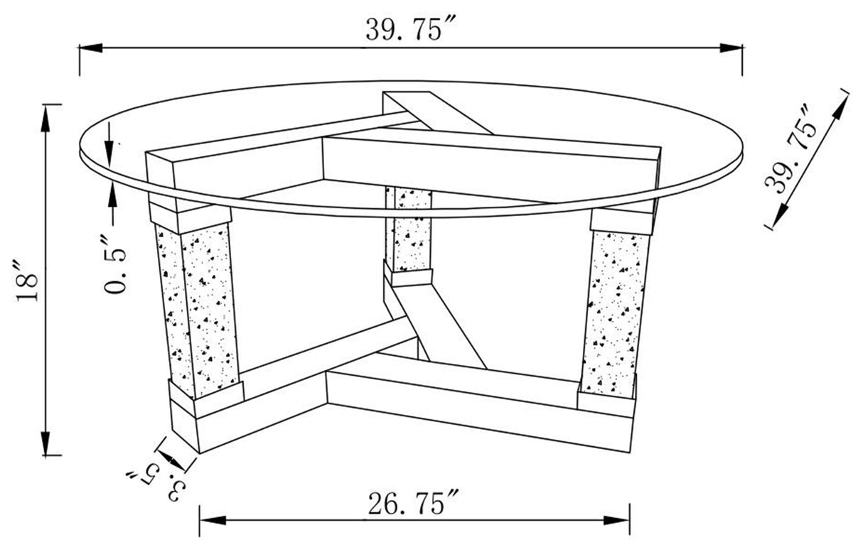 Coffee Table - Octave Square Post Legs Round Coffee Table Mirror