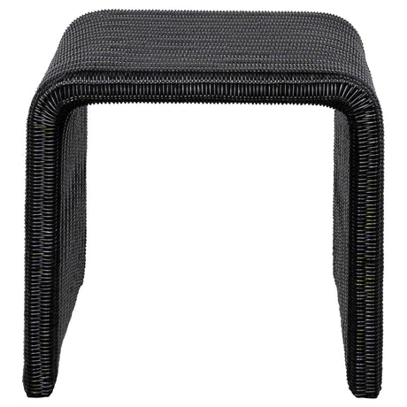 End Table - Cahya Woven Rattan Sqaure End Table Black