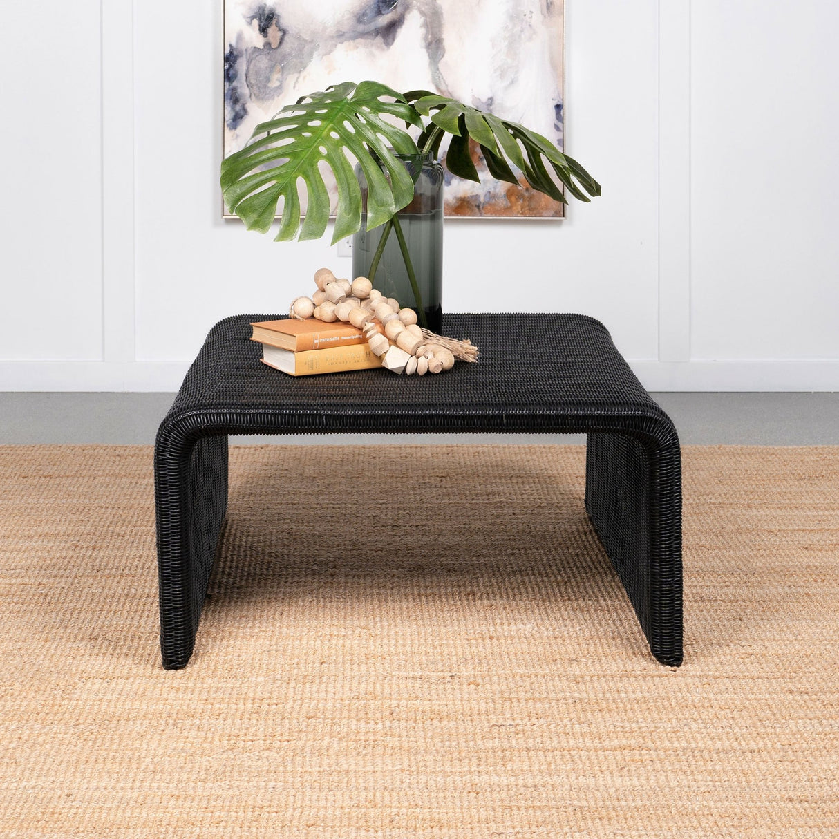 Cahya Woven Rattan Sqaure Coffee Table Black | Coaster - 708518 - Home Elegance USA - 2