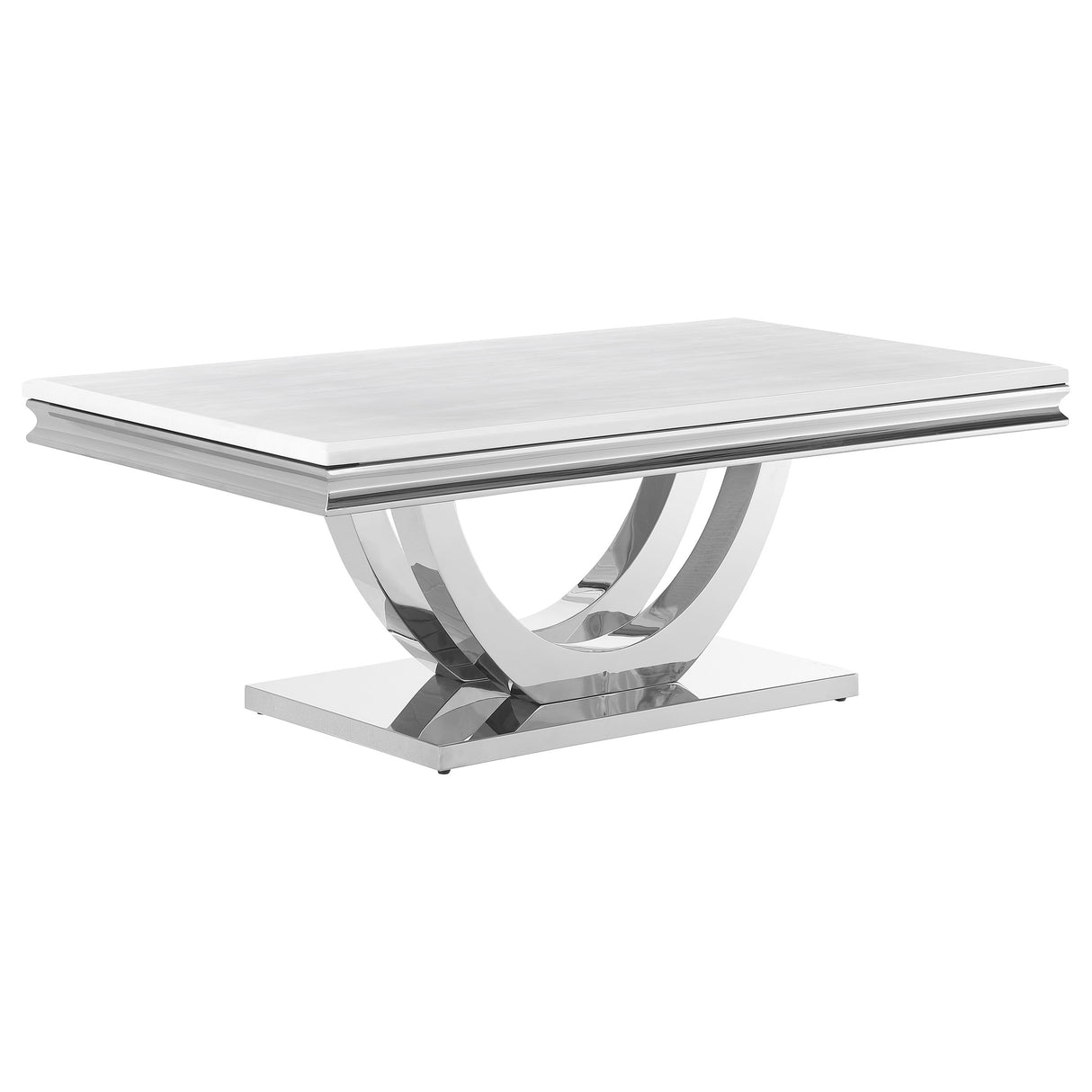 Coffee Table  - Kerwin U-base Rectangle Coffee Table White and Chrome