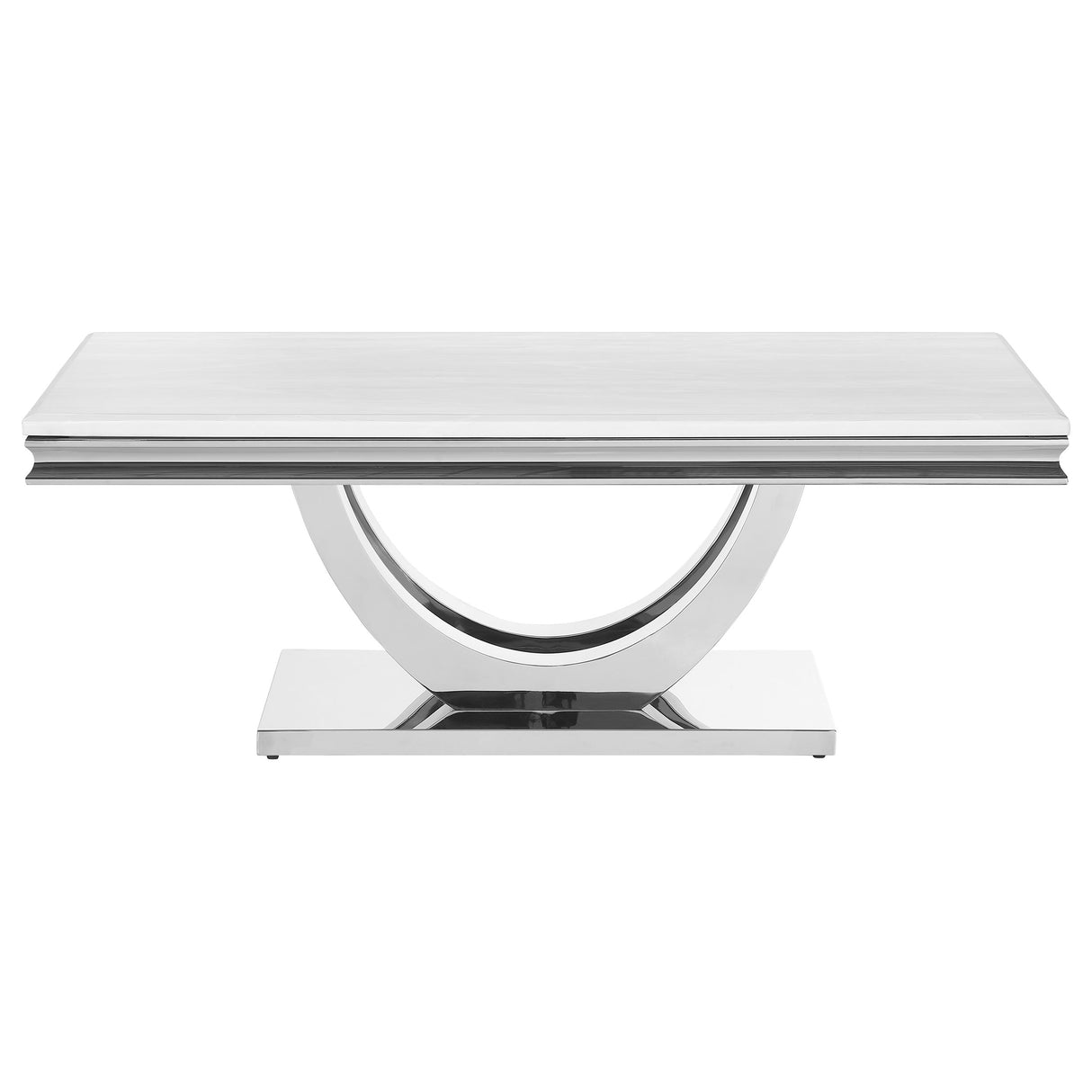 Coffee Table  - Kerwin U-base Rectangle Coffee Table White and Chrome