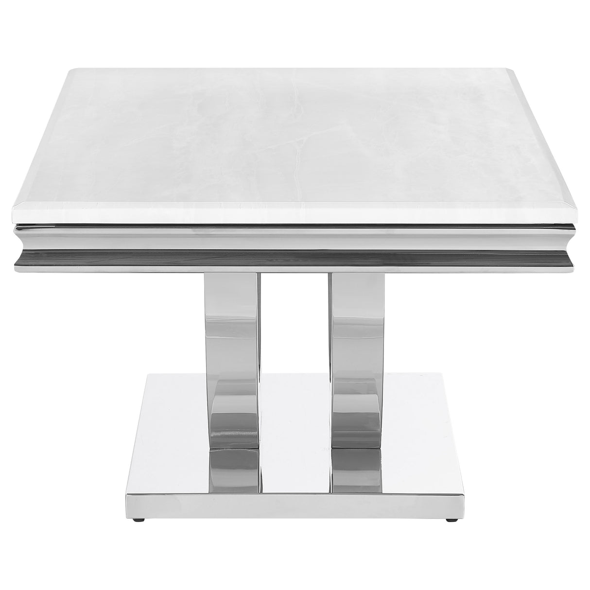 Coffee Table  - Kerwin U-base Rectangle Coffee Table White and Chrome