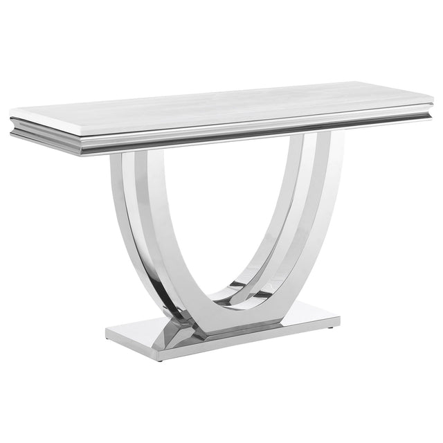 Sofa Table  - Kerwin U-base Rectangle Sofa Table White and Chrome