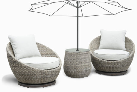 Cozy Outdoor Set - Swivel Woven Chairs, Side Table - All - Weather Resin Wicker, Powder - Coated Aluminum, Fully Assembled - B081110063 - Home Elegance USA - 5