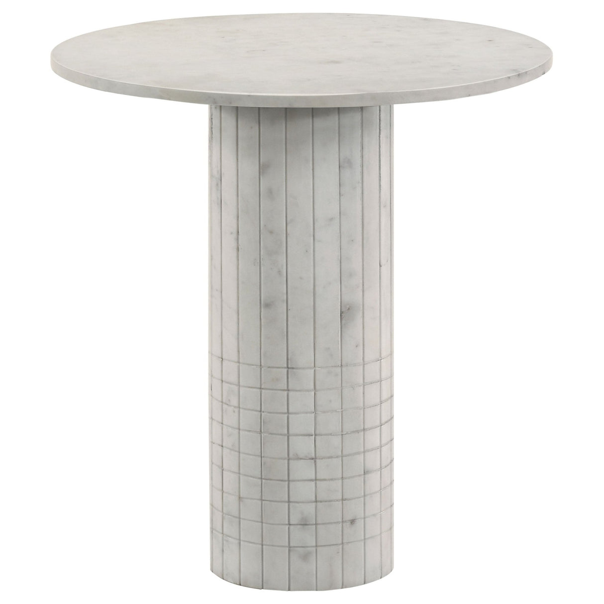 Astoria Round Genuine Marble End Table White | Coaster | Home Elegance USA