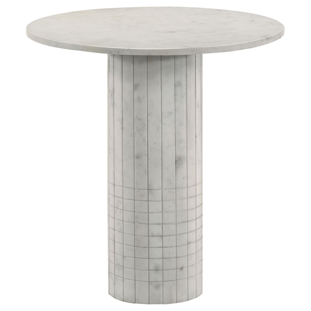 End Table - Astoria Round Genuine Marble End Table White